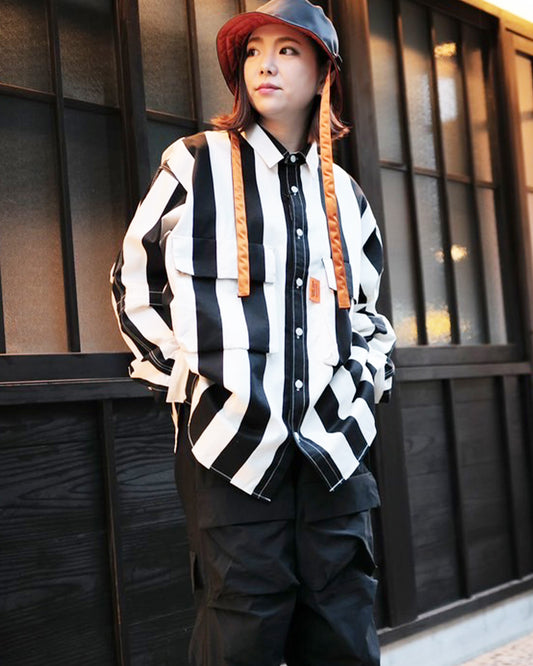 オールウェイズアウトオブストック/CLASSICAL STRIPED L/S SHIRT/シャツ/BLACK x WHITE