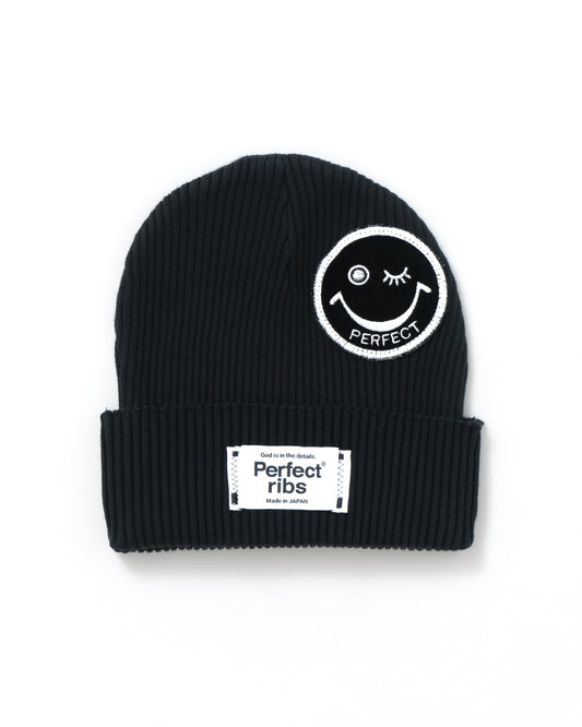 パーフェクトリブス/PR434091A/(SMILE PATCH)RIB BEANIE CAP/ビーニー/BLACK