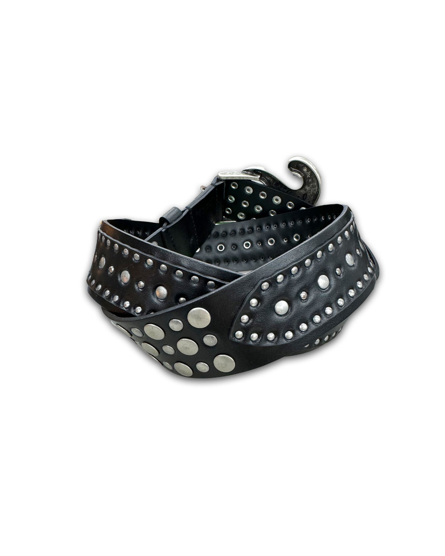 イーアールエル/UNISEX STUDDED SWIRL BELT LEATHER/ERL09K016/ベルト/BLACK