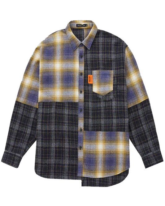 オールウェイズアウトオブストック/L/S CRAZY CHECK SHIRT/チェックシャツ/NAVY ORANGE