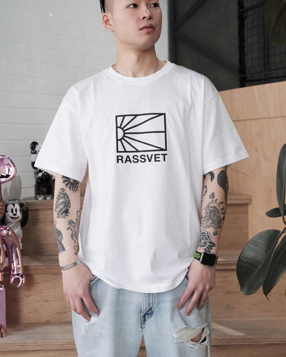 ラスベート/MEN BIG LOGO TEE SHIRT KNIT/Tシャツ/White