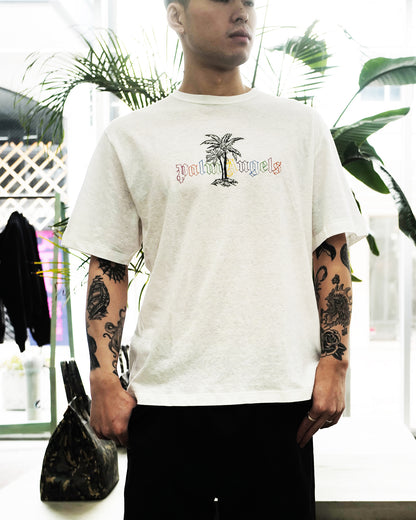 パームエンジェルス/PALM ANGELS LINEN COLLAR TEE/Tシャツ/WHITE BLACK