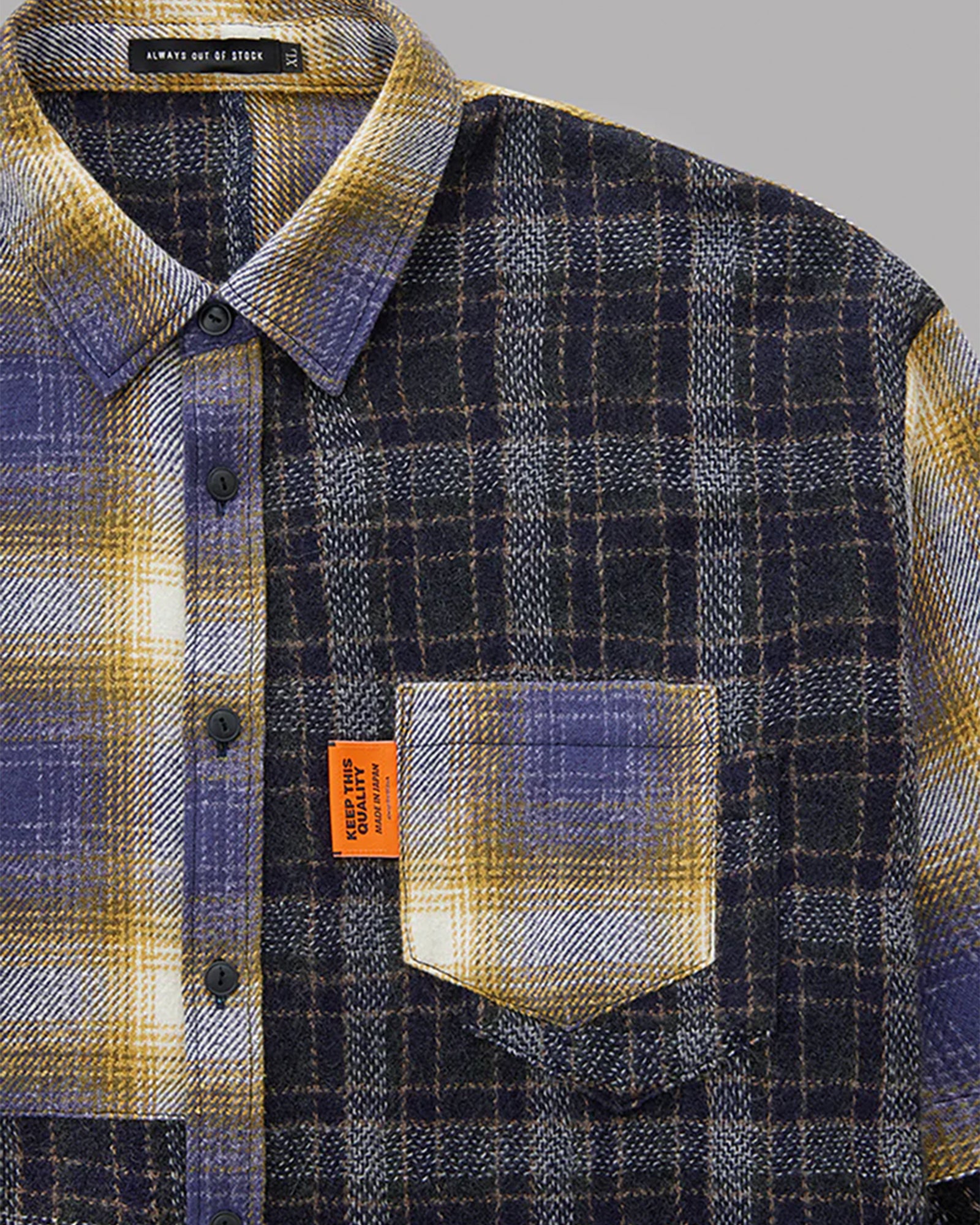 オールウェイズアウトオブストック/L/S CRAZY CHECK SHIRT/チェックシャツ/NAVY ORANGE – Application