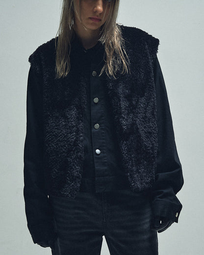 シャーマー/Faux Fur Denim Jacket/SHM-24FW-203/デニムジャケット/Black