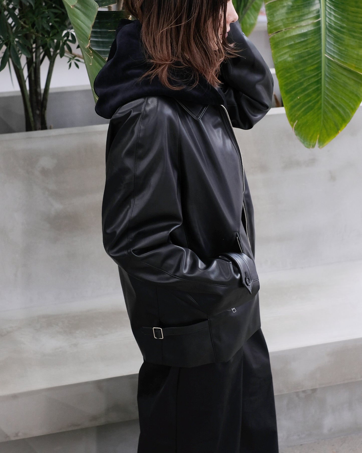 シャーマー/Faux Leather Frank Jacket/SHM-24FW-202/レザージャケット/BLACK