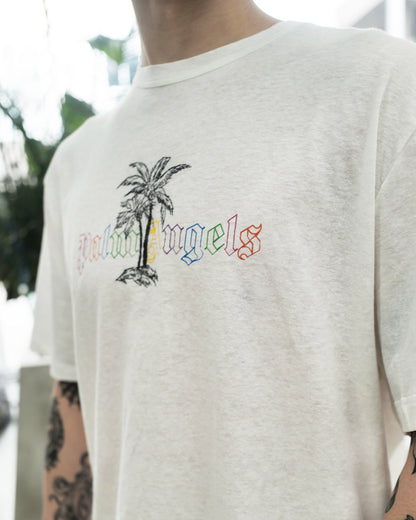 パームエンジェルス/PALM ANGELS LINEN COLLAR TEE/Tシャツ/WHITE BLACK