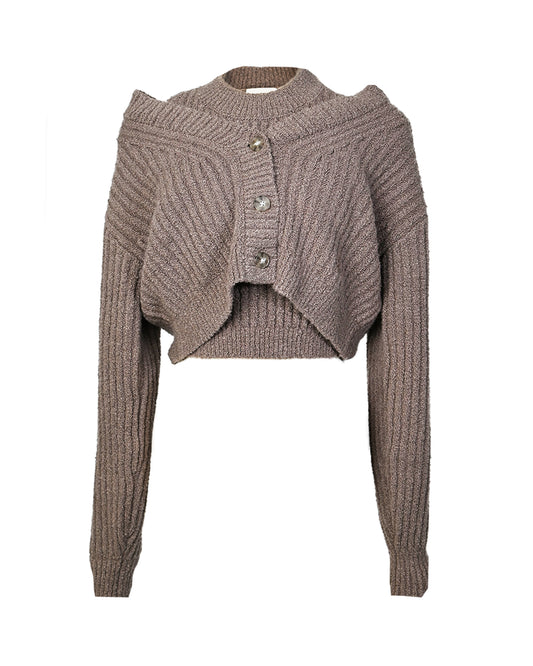 カルバンクライン/J224562/A-CHENILLE RELAXED CARDI/カーディガン/BROWN