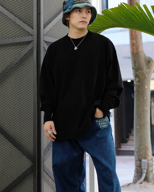 パーフェクトリブス/Side Slit Long Sleeve T Shirts/ロンT/Black