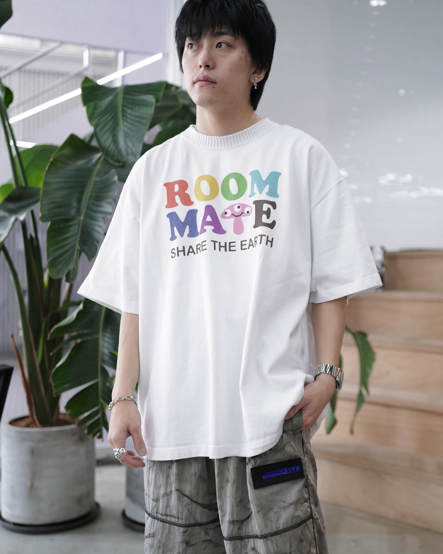 パーフェクトリブス/(ROOMMATE)Basic Short Sleeve T Shirts/Tシャツ/Cloud White