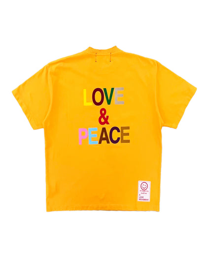 パーフェクトリブズ/Basic short sleeve t shirt love & peace/Tシャツ/Yellow